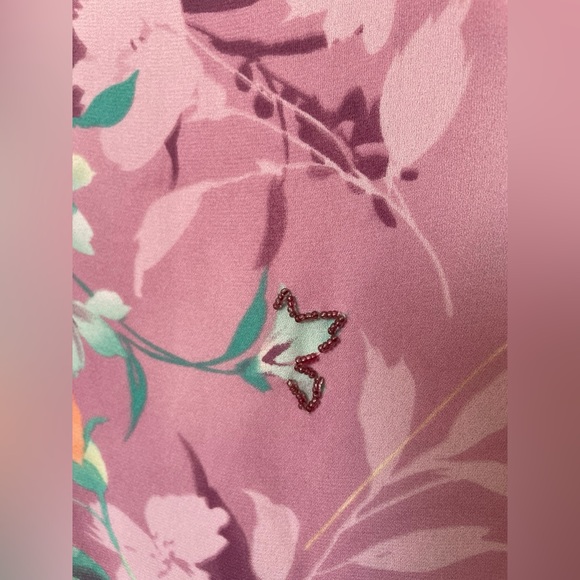 NOS Deadstock Studio C Vintage 90s Plus Purple Cottagecore Beaded Floral Dress - Picture 3 of 9